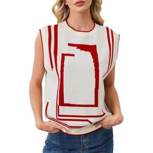 Stylish Red and White Tank Top